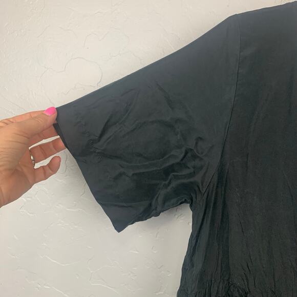 Vtg Sostanza Silk Midi Dress Womens Medium Black Lagenlook Modest Whimsigoth - Picture 4 of 8